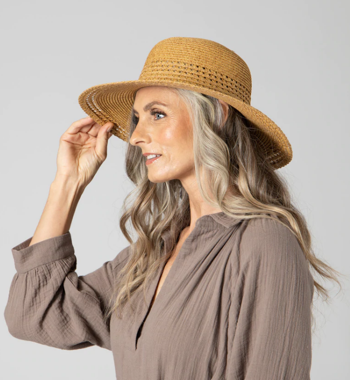 Women's Sun Hat Stripe Weave