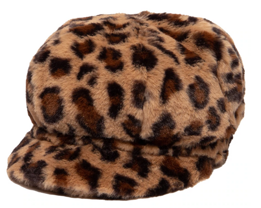 Leopard Fur Baker Boy Cap