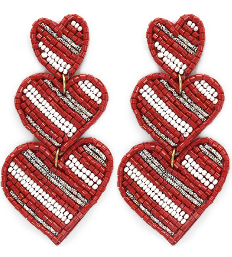 3 Tier Heart Earrings