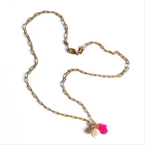 Pink & Pearl Chain Necklace