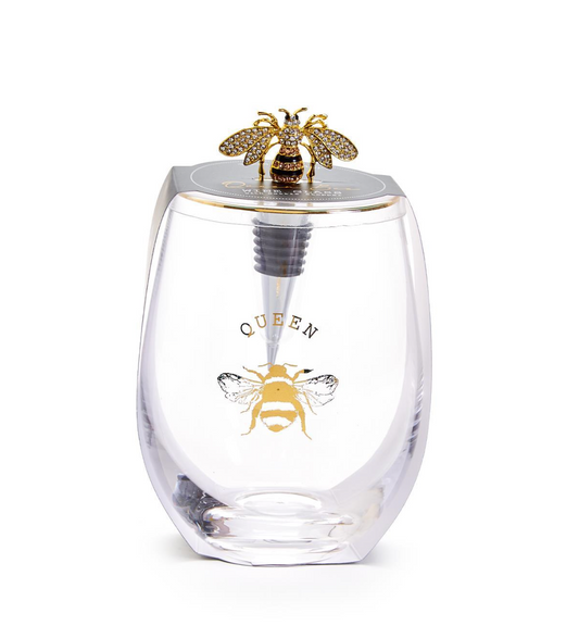 Bee Wine Glass & Stopper